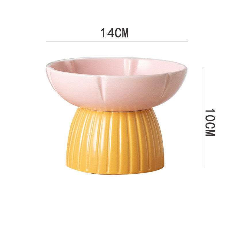 Elevate Your Cat's Dining Experience with the Pet Macaron Color Ceramic Feeding Bowl